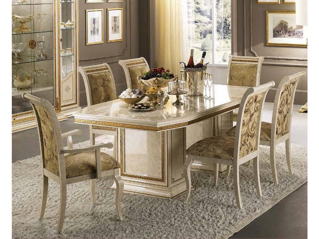 стол обеденный раскладной Leonardo Arredo Classic  слоновая кость, золото