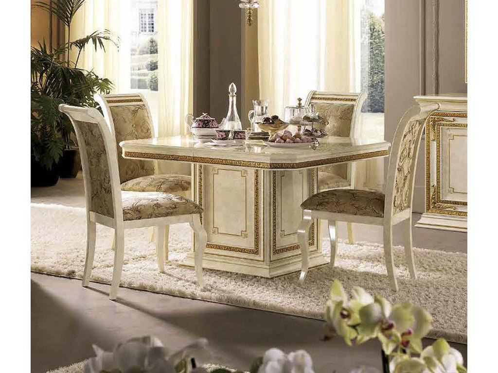 стол обеденный раскладной 120/160 Leonardo Arredo Classic  слоновая кость, золото