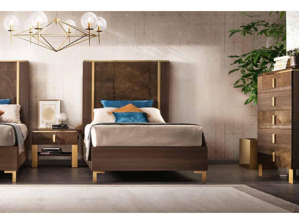 кровать односпальная 120х190 Essenza Arredo Classic  [АРТ 30] венге, коричневый, золото