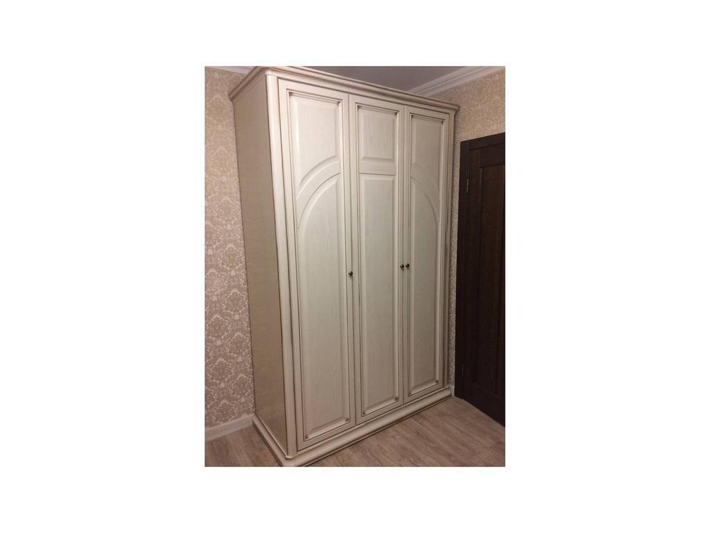 шкаф 3 дверный  Сильвия Liberty  [МКС 168-60 с1] белый ясень, золотая патина