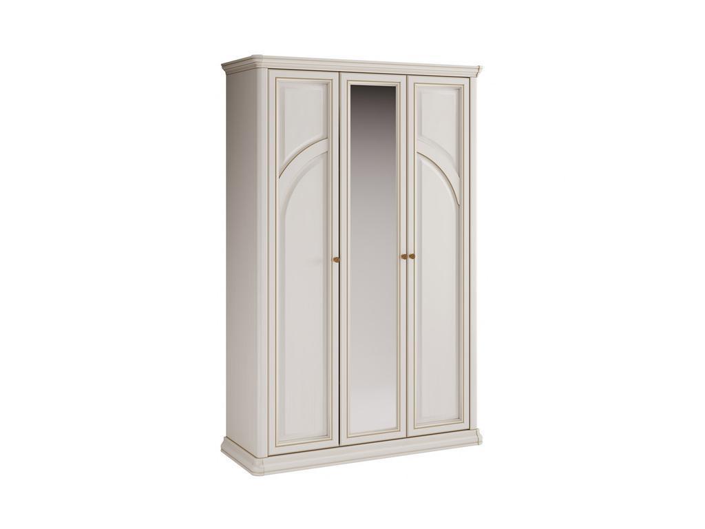 шкаф 3 дверный с зеркалом Сильвия Liberty  [МКС 168-60 с2] белый ясень, золотая патина