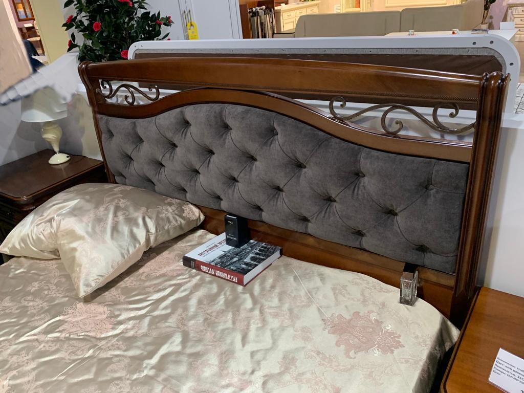 кровать двуспальная 160х200 с с мягким элементом Сильвия Liberty  [КР-7] орех милано, ткань