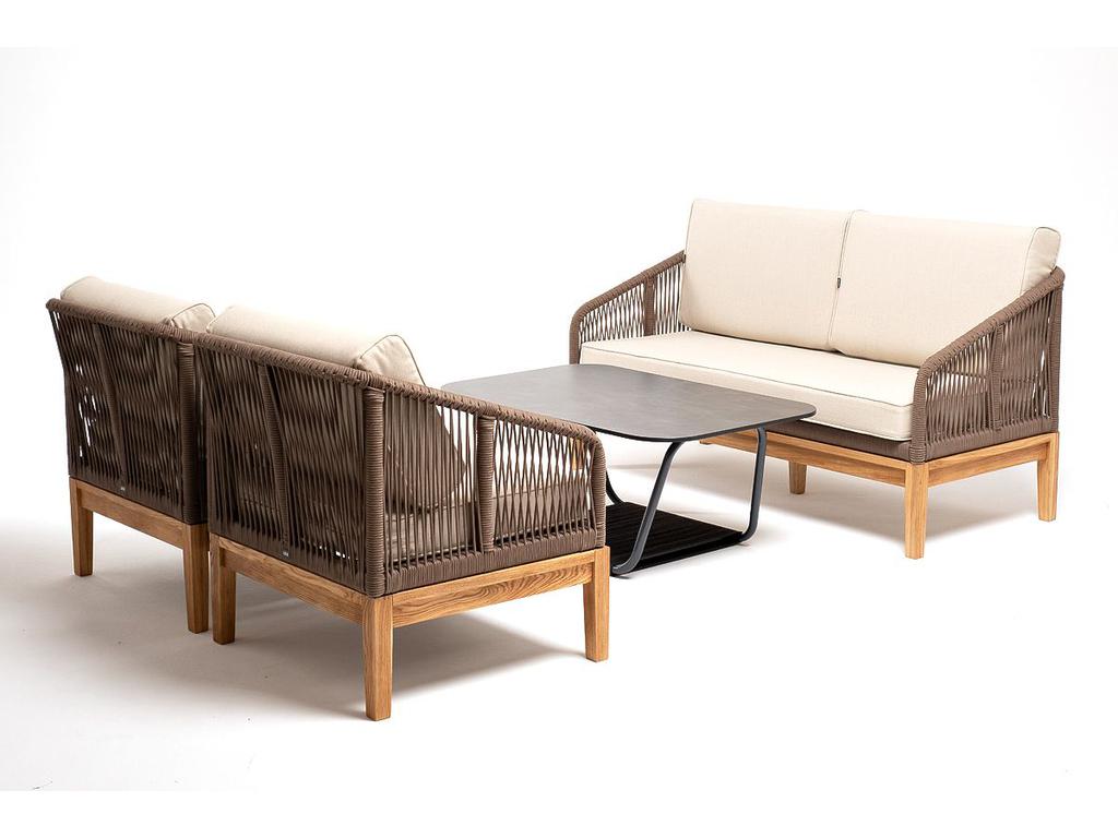 диван садовый с подушками Канны 4SIS  [KAN-S-2-T001 brown(beige)] коричневый/бежевый
