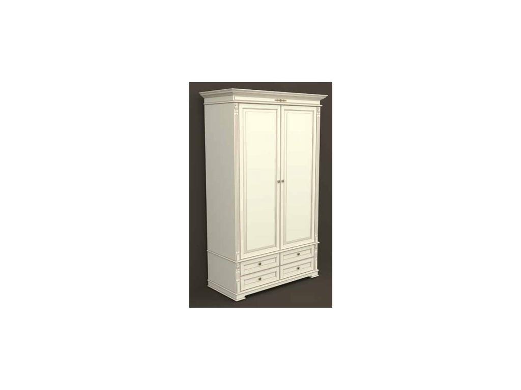 шкаф 2 дверный  Classica Arco  [А-6/1325М] белый, патина- коричневая