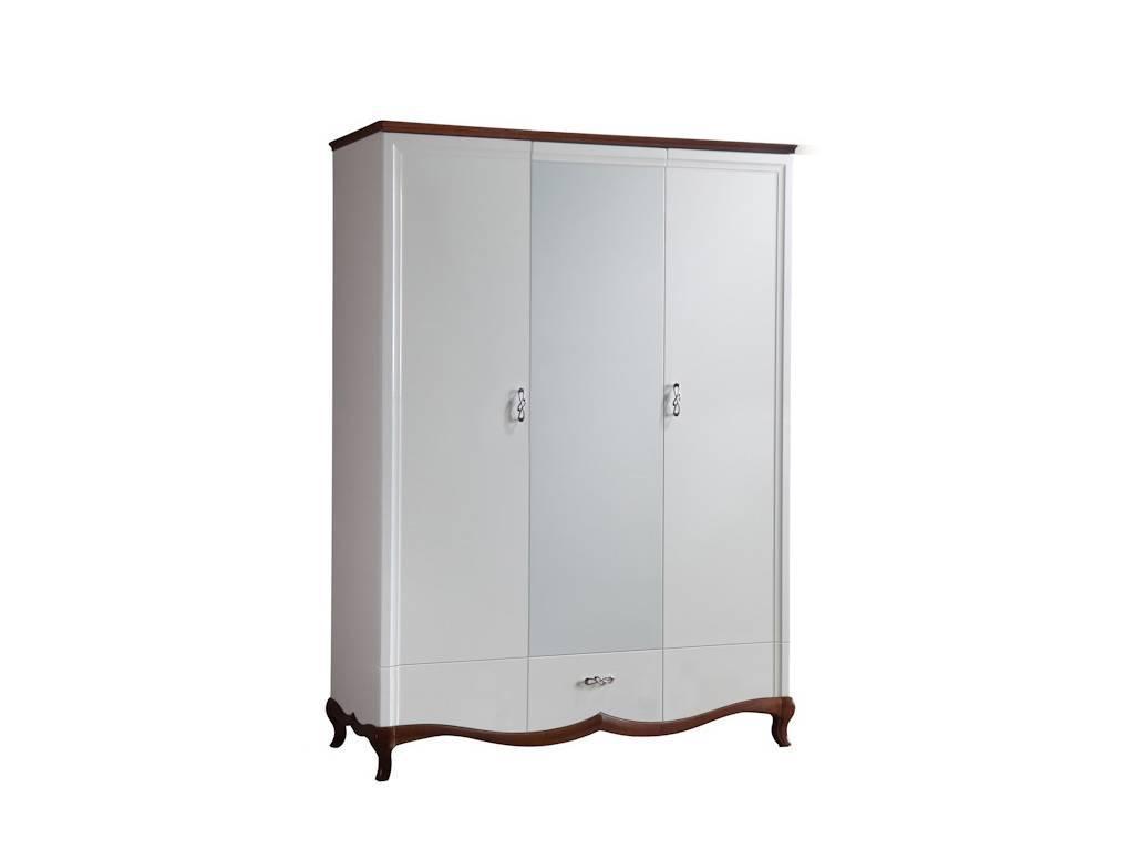 шкаф 3-х дверный с зеркалом Milano Taranko  [MI-3DL szafa] белый, орех
