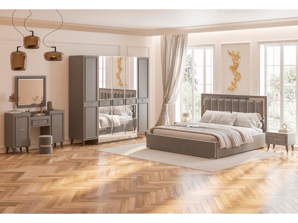 спальня современный со шкафом Виктория Мэри  хром, серый