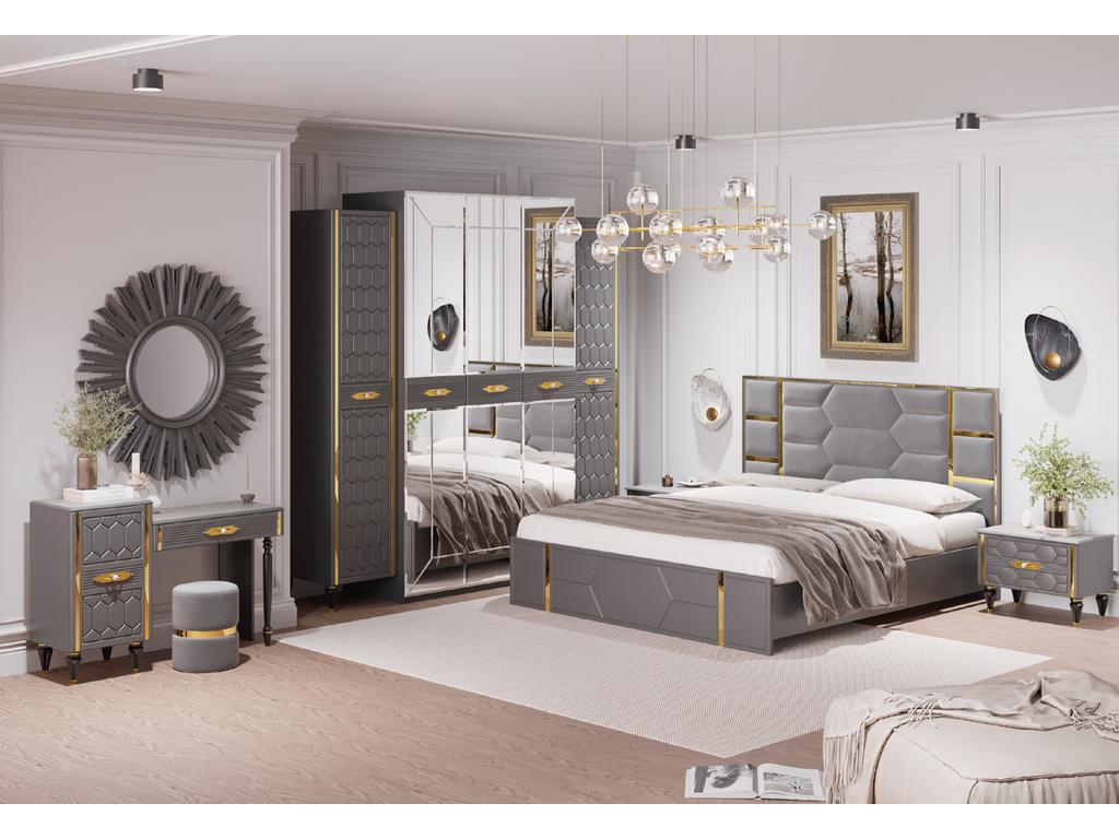 спальня современный комната с 5 дв шкафом Мария Мэри  золото, серый