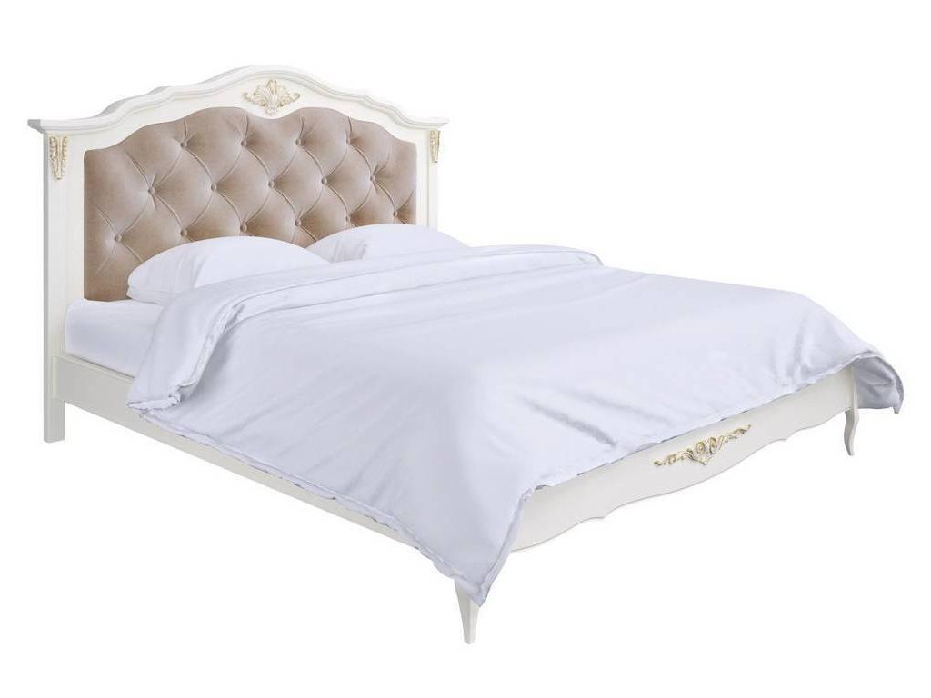 кровать двуспальная 180х200 с мягким изголовьем Romantic Gold LAtelier Du Meuble  [R318g] слоновая к