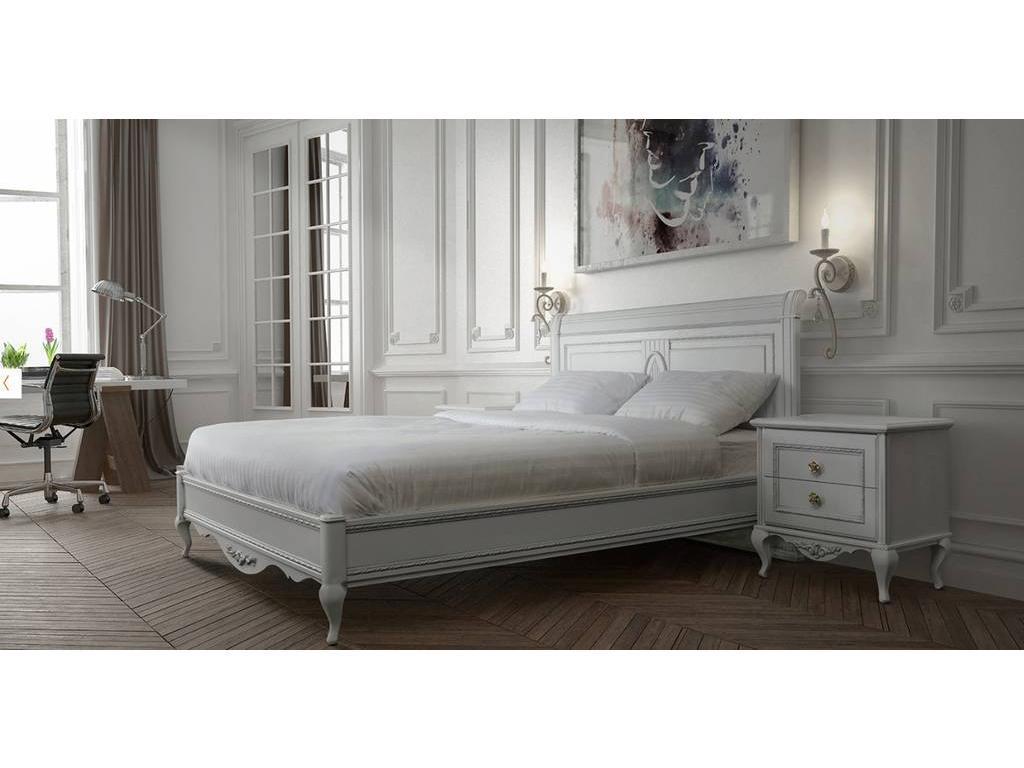 кровать двуспальная  Неаполь Timber  [T-480/BA] белый, серебро