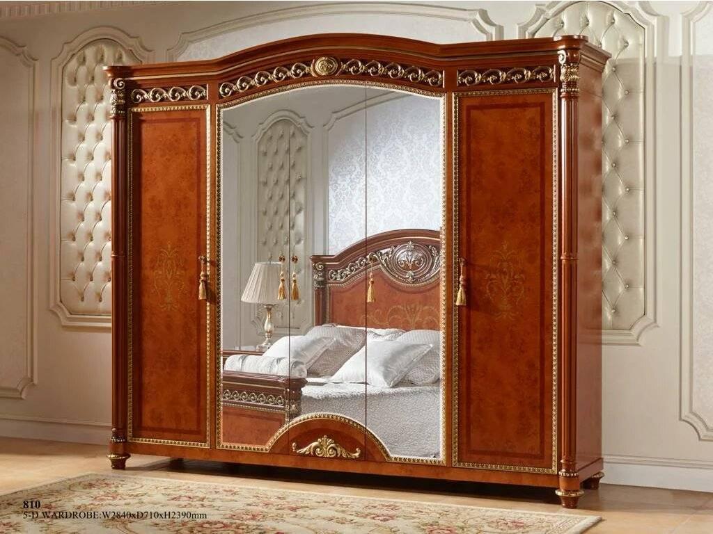шкаф 5 дверный с зеркалом Атанасия FurnitureCo  [810] орех