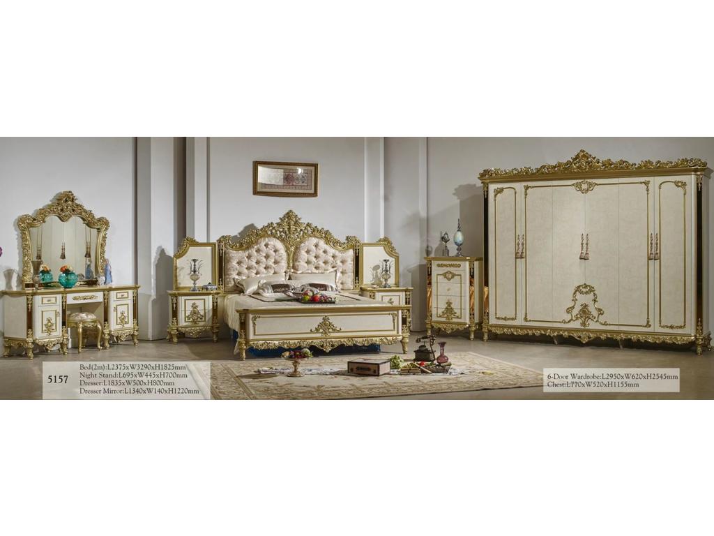 спальня барокко  Мона Лиза FurnitureCo  [5157] беж/золото