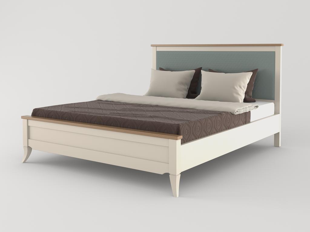 кровать односпальная 90х200 с мягкой вставкой Римини МастМур  ваниль