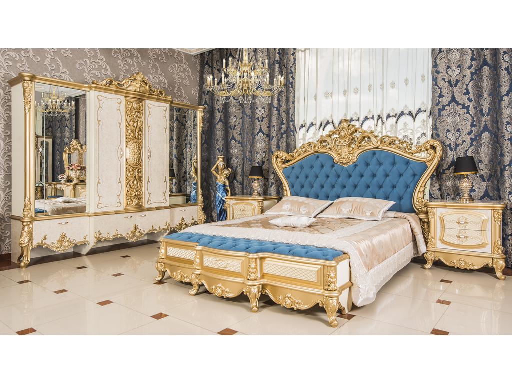 спальня барокко со шкафом Адалия Эд Эль  золото, слоновая кость