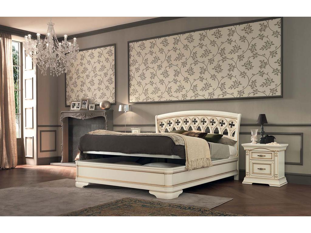 кровать двуспальная 160х200 с подъемным механизмом Palazzo Ducale Pramo  [71BO24LT/5BO70211] белый