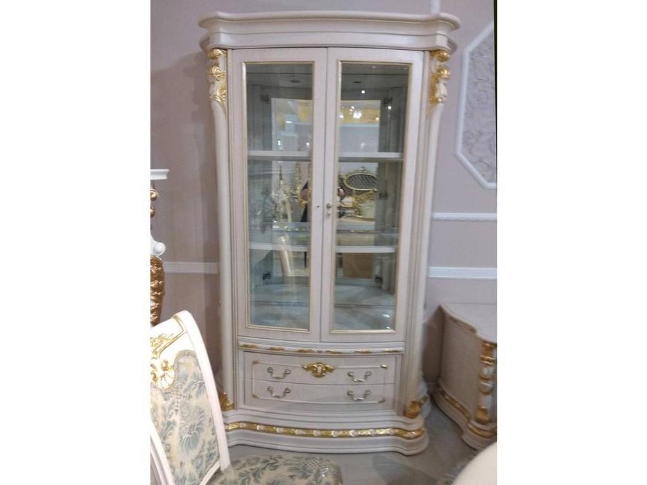 витрина 2-х дверная  Изабелла Carpenter  [ZA208] белый, золото