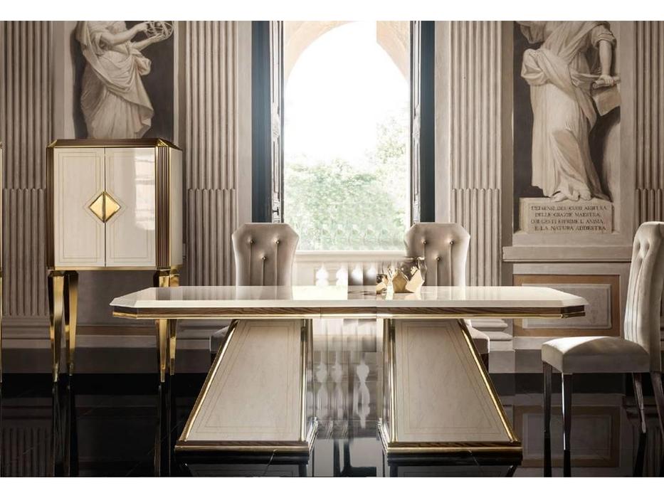 стол обеденный 200см Diamante Arredo Classic  слоновая кость, вяз, золото