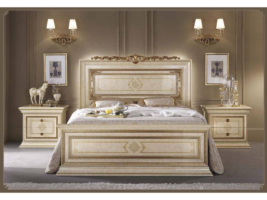 кровать двуспальная 200х200 Leonardo Arredo Classic  крем, золото
