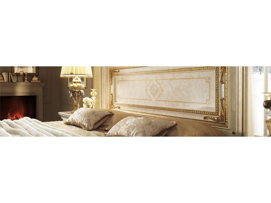 кровать двуспальная 200х200 Leonardo Arredo Classic  крем, золото