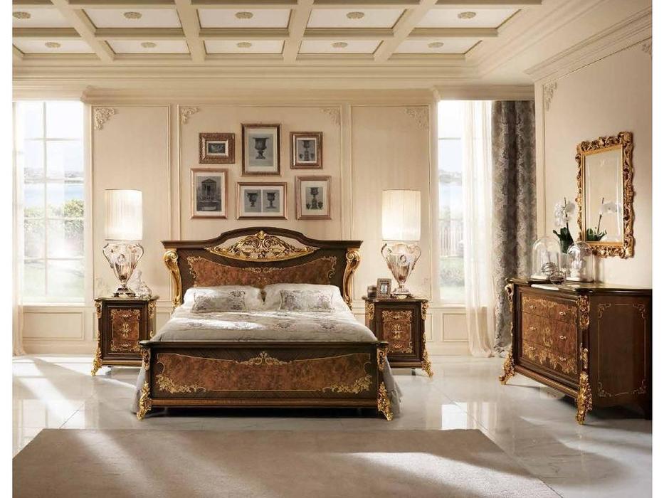 кровать двуспальная 180/200х200 Sinfonia: Arredo Classic [220] (орех, золото)