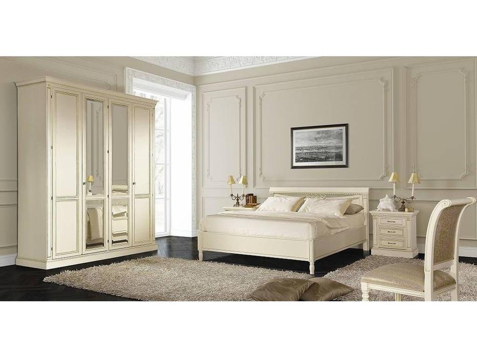 спальня классика со шкафом Флоренция Liberty  слоновая кость, золото
