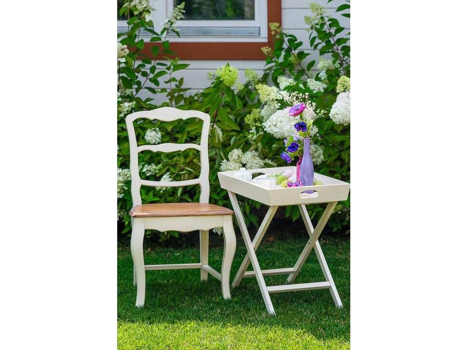 стул с деревянным сиденьем Belveder Mobilier de Maison  [ST9308] белая карамель