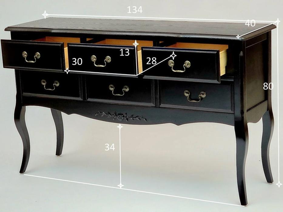 консоль 6 ящиков Provence Mobilier de Maison  [ST9158 FN] черный со старением