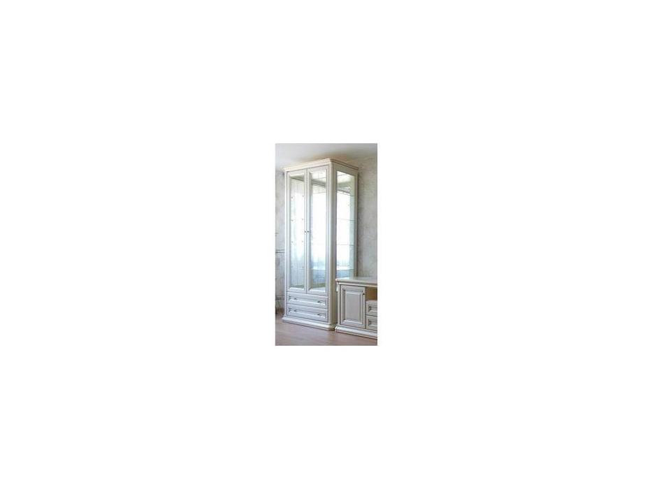 витрина 2 дверная  Сильвия Liberty  [МКС 168-58] белый ясень, золотая патина