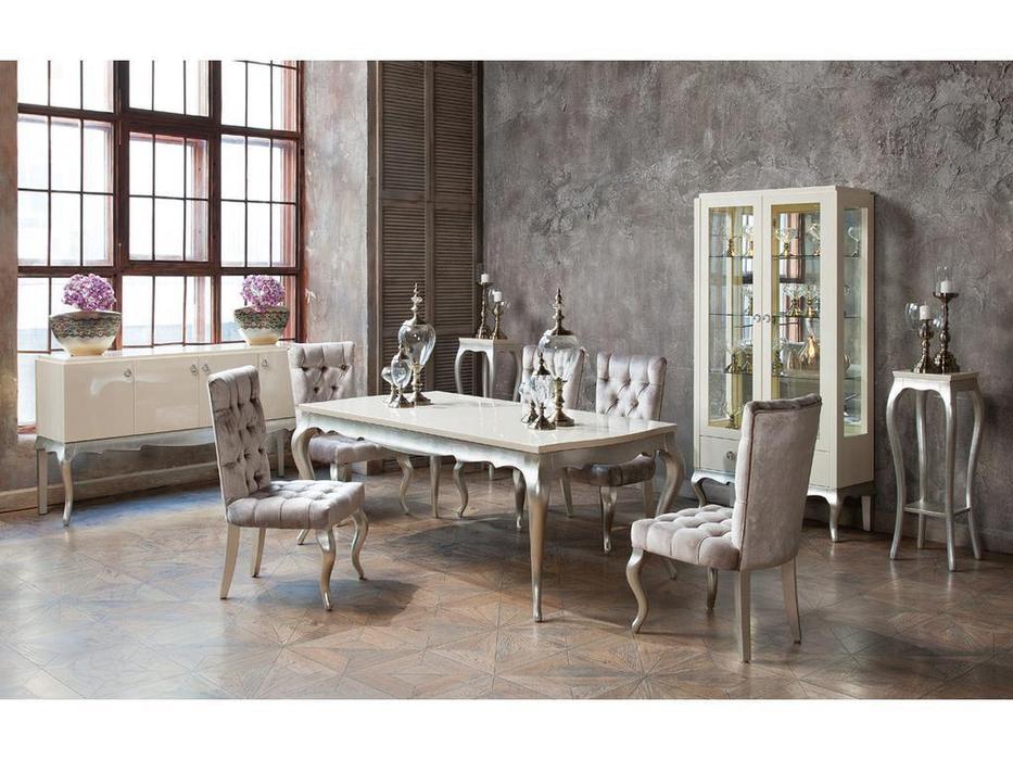 стол обеденный раскладной Venezia Fratelli Barri  [FB.DT.VZ.623] кремовый лак, серебро