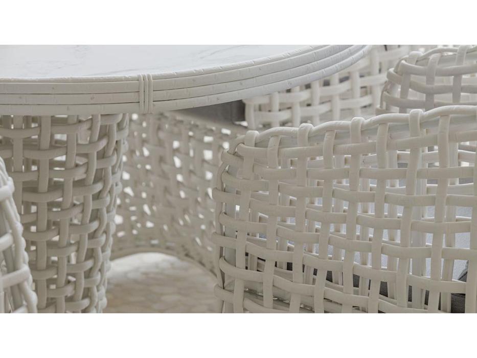 стол садовый овальный со стеклом Dynasty: Skylinedesign [22460.30] (WHITE MUSHROOM)