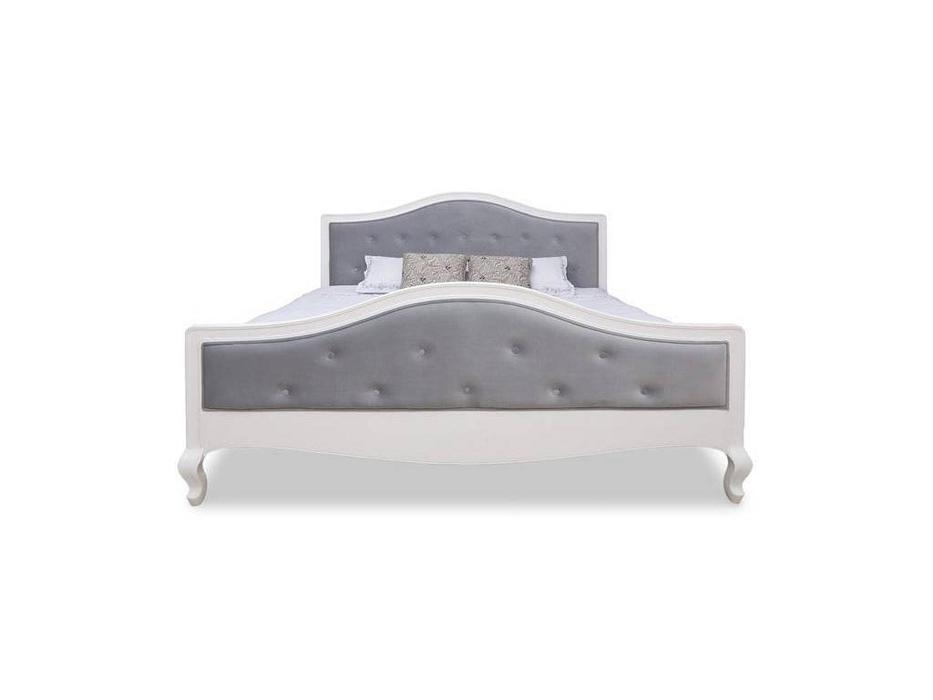 кровать двуспальная 180х200 ткань серого цвета Provanc ESF  [PLC17] белый