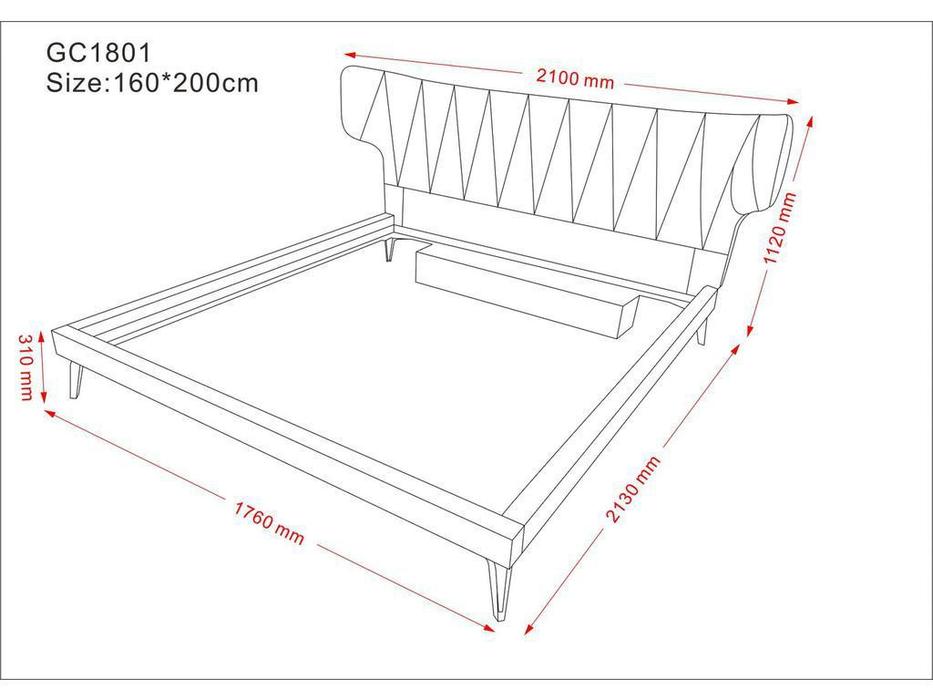 кровать двуспальная 160х200 GC1801 ESF  [GC1801 160] серый