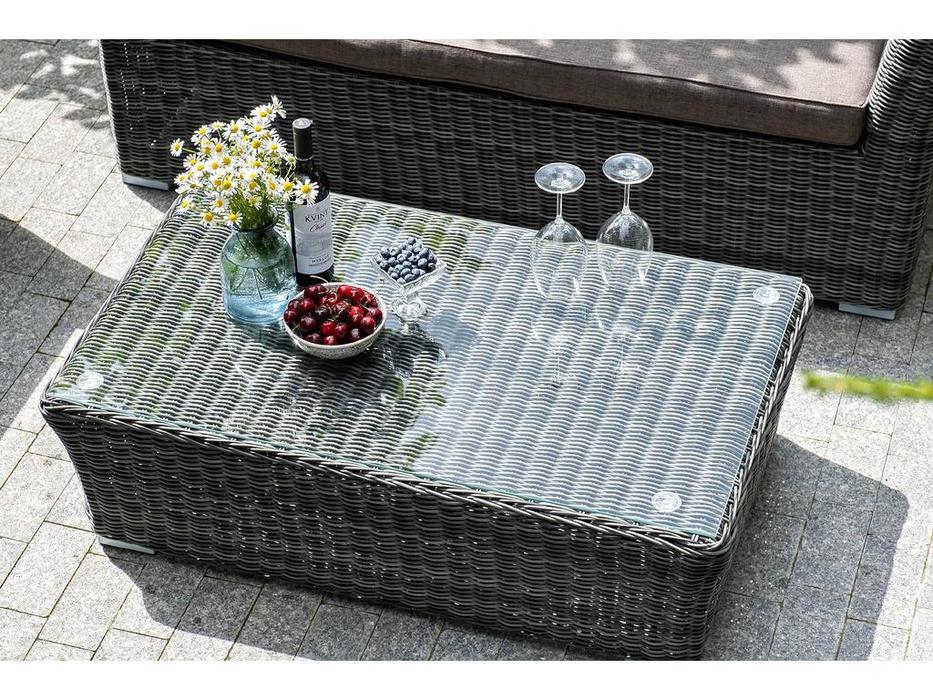 стол садовый со стеклянной столешницей Капучино 4SIS  [YH-S4133W graphite] графит