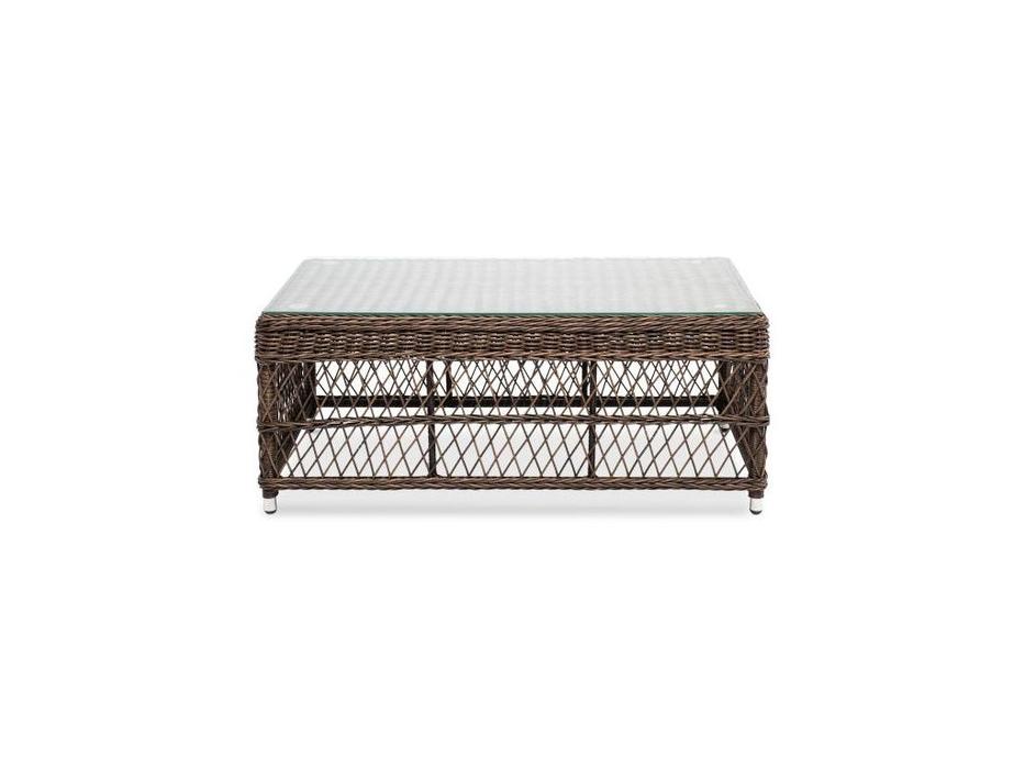 стол садовый со стеклянной столешницей Гранд Латте 4SIS  [YH-S4840W brown] коричневый