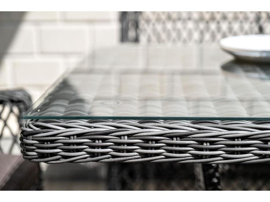 стол садовый со стеклянной столешницей Латте 4SIS  [YH-T4766G-1 graphite] графит