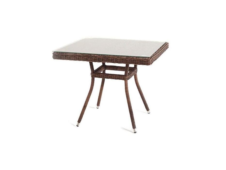 стол садовый со стеклянной столешницей Айриш 4SIS  [YH-T4428G brown] коричневый