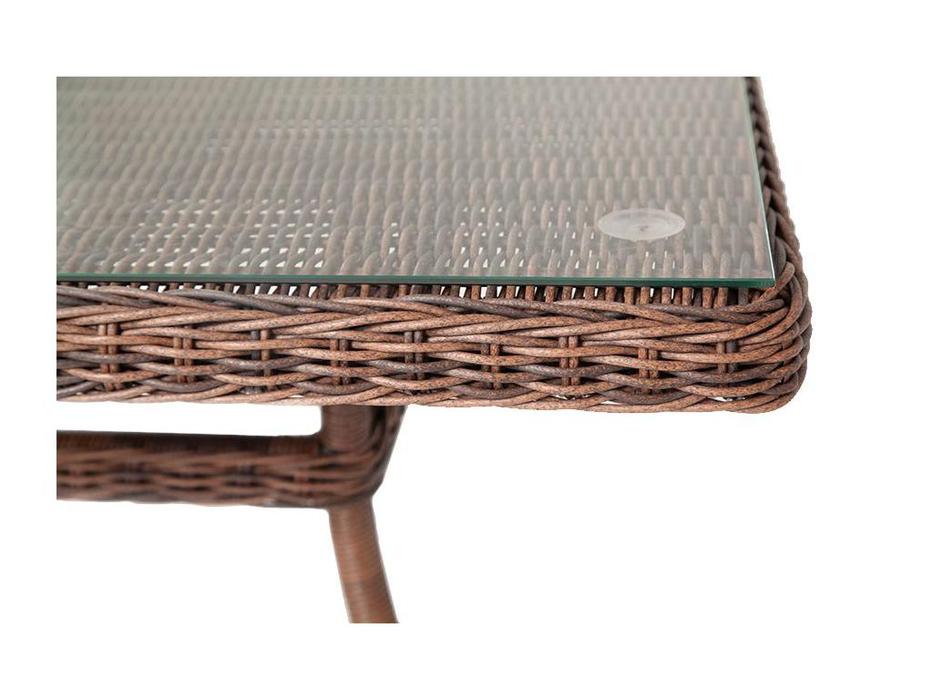стол садовый со стеклянной столешницей Айриш 4SIS  [YH-T4428G brown] коричневый