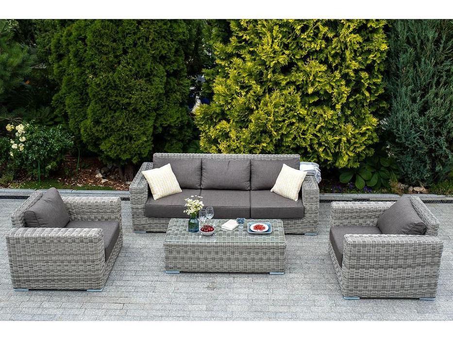кресло садовое с подушками Боно 4SIS  [YH-C1515W gray] серый