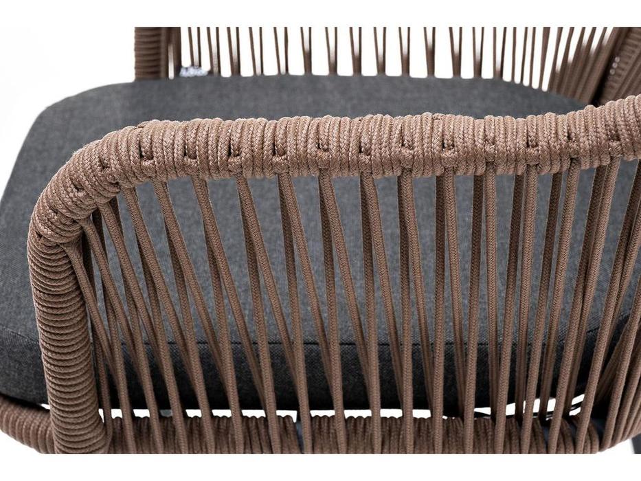стул садовый с подушкой Лион 4SIS  [LIO-CH-st001 RAL7022 SH brown(D-gray)] коричневый