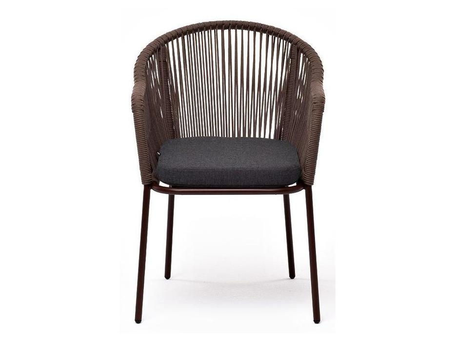 стул садовый с подушкой Лион 4SIS  [LIO-CH-st001 RAL8016 Mua brown(D-gray027)] темно коричневый