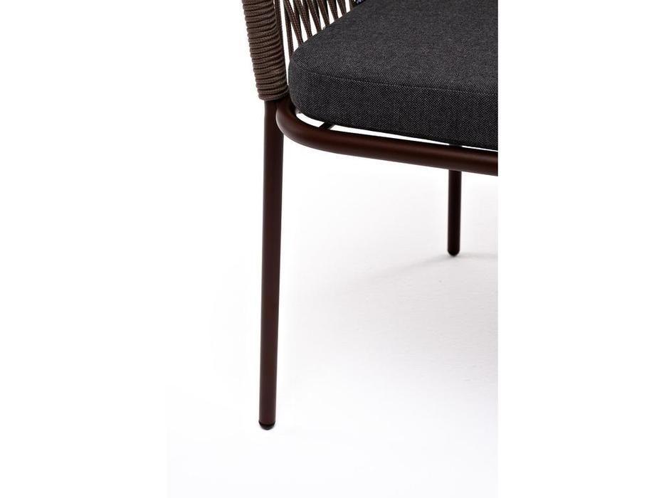 стул садовый с подушкой Лион 4SIS  [LIO-CH-st001 RAL8016 Mua brown(D-gray027)] темно коричневый