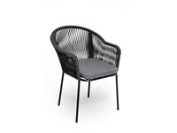 стул садовый с подушкой Лион 4SIS  [LIO-CH-st001 RAL7024 SH D-grey(gray)] темно серый