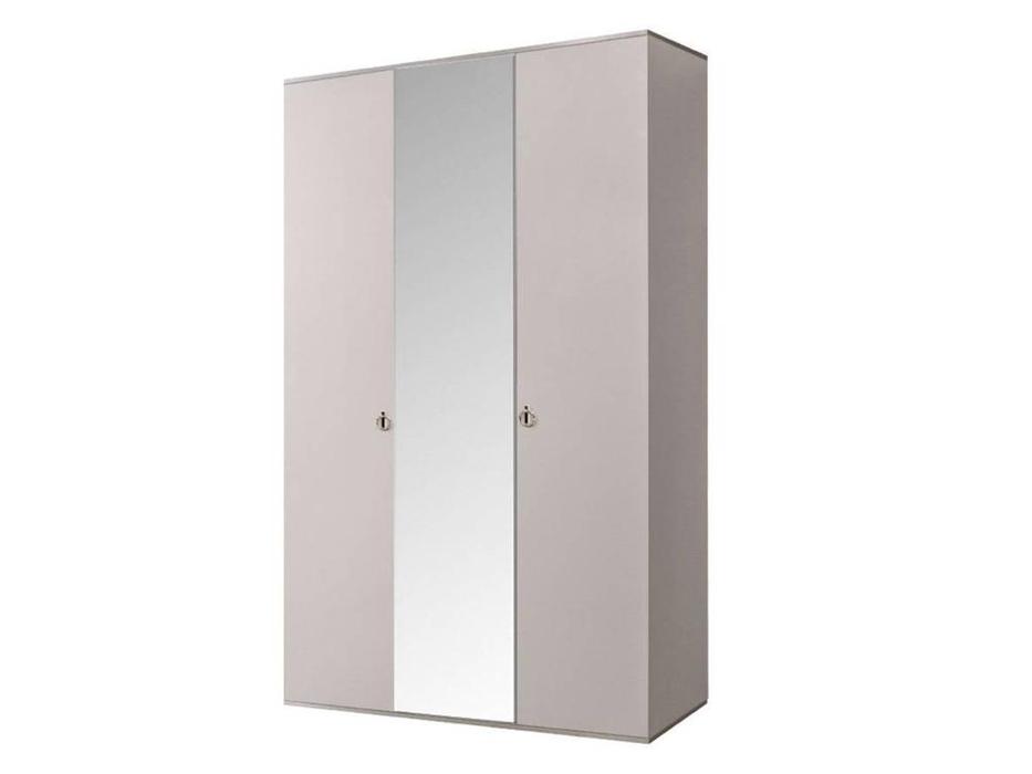 шкаф 3-х дверный с зеркалом Римини ЯМ  [РМШ1/3] слоновая кость, серебро
