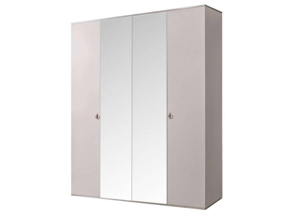шкаф 4-х дверный с зеркалами Римини ЯМ  [РМШ1/4] слоновая кость, серебро