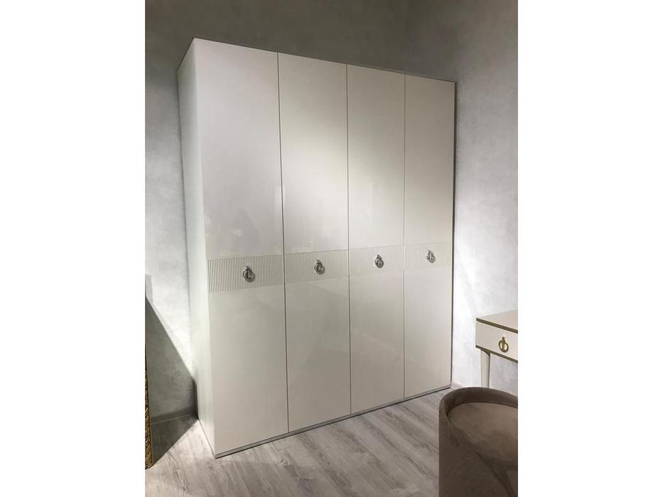 шкаф 4 дверный  Римини Соло ЯМ  [РМШ2/4(s)] белый, серебро
