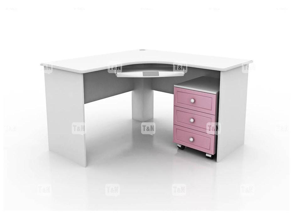 стол письменный угловой Michael Tomyniki  [91XS20] белый, розовый, зеленый, беж