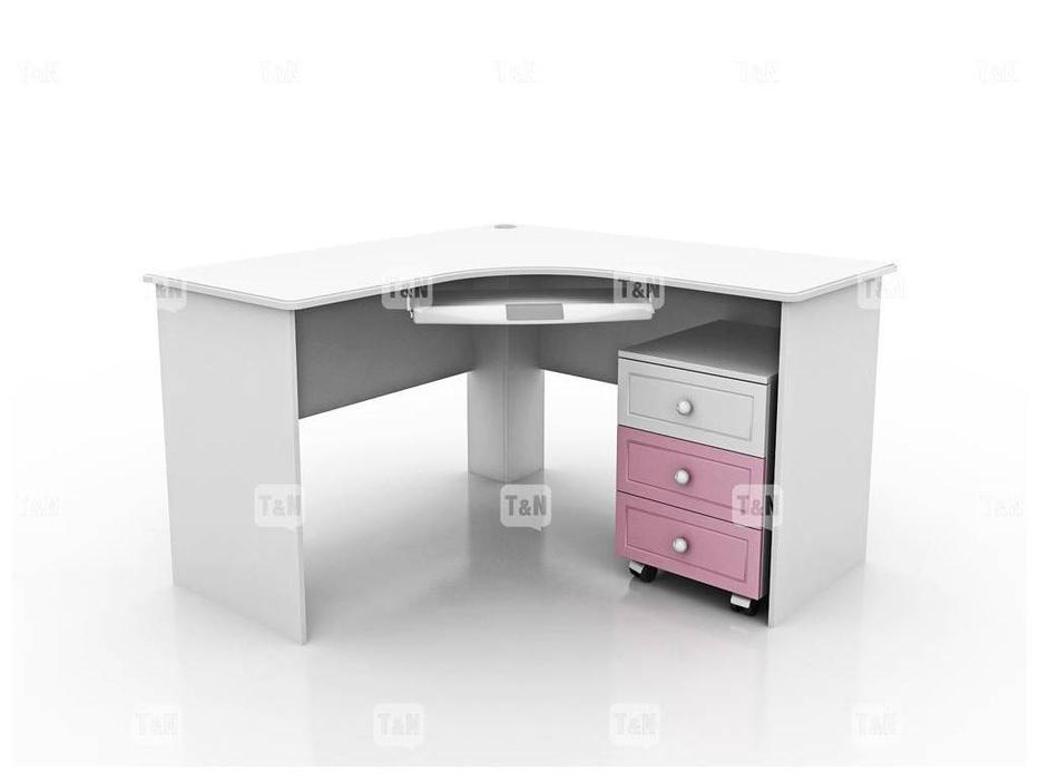 стол письменный угловой Robin Tomyniki  [92XS20] белый, розовый, голубой