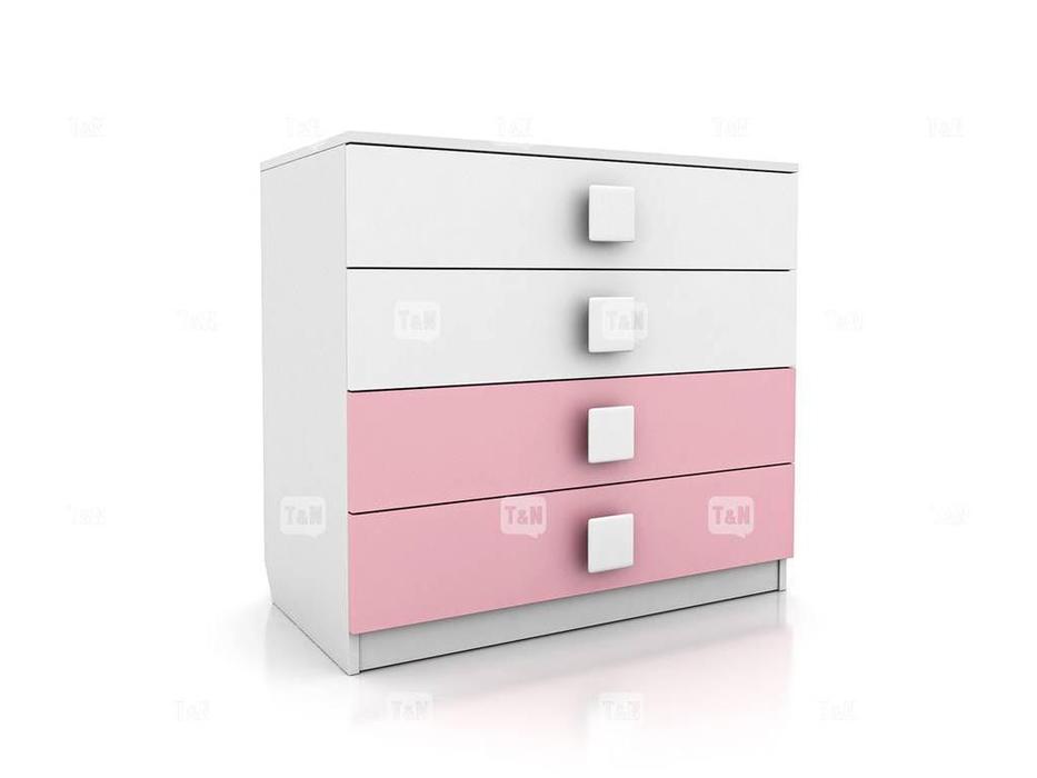 комод с 4-мя ящиками Tommy Tomyniki  [46XD40] розовый, салатовый, голубой, цвет дуба
