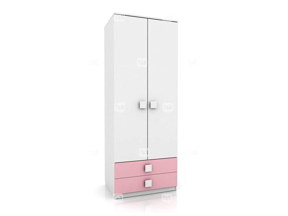шкаф 2-х дверный с 2-мя ящиками Tommy Tomyniki  [46XE21] розовый, салатовый, голубой, цвет дуба