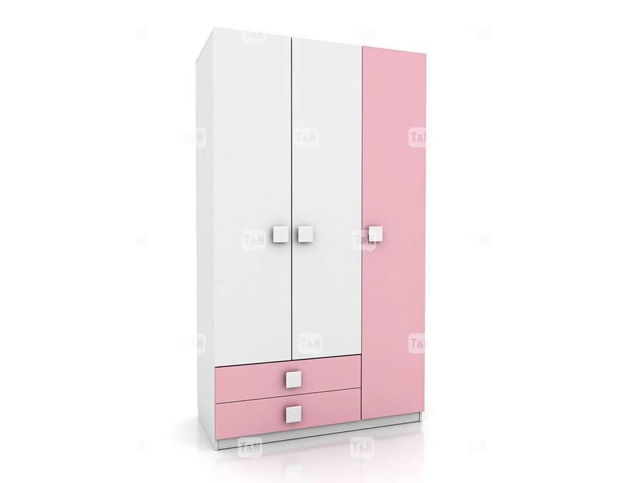 шкаф 3-х дверный с 2-мя ящиками Tommy Tomyniki  [46XE31] розовый, салатовый, голубой, цвет дуба