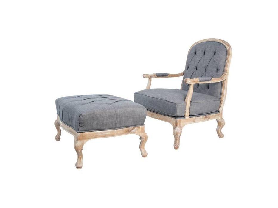 кресло с пуфом Honesta grey Interior  [YF-1803A-G] ткань